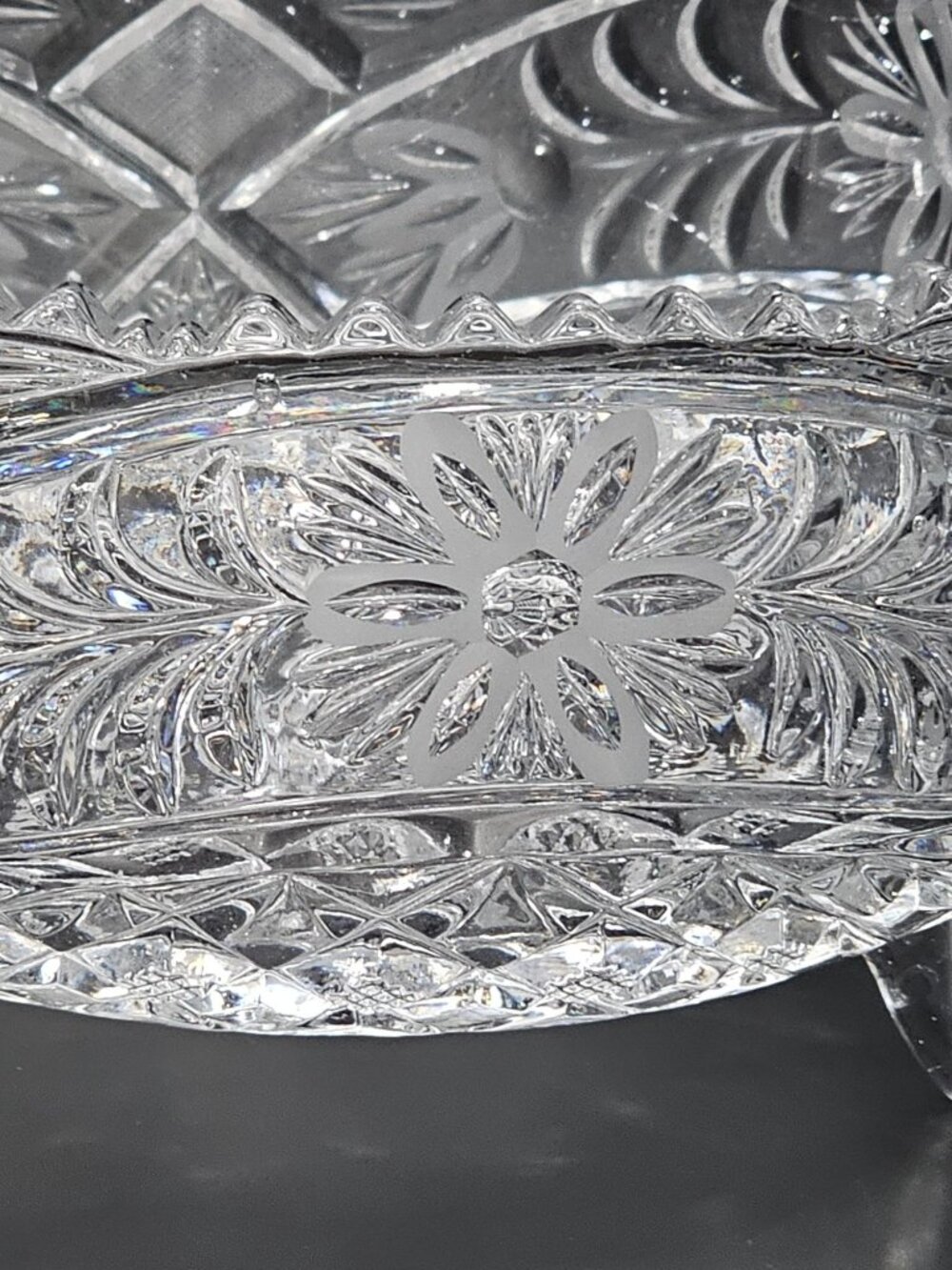 Anna Hutte Cut Glass Bowl vintage West Germany Lead Crystal footed Centerpiece - Picture 10 of 10